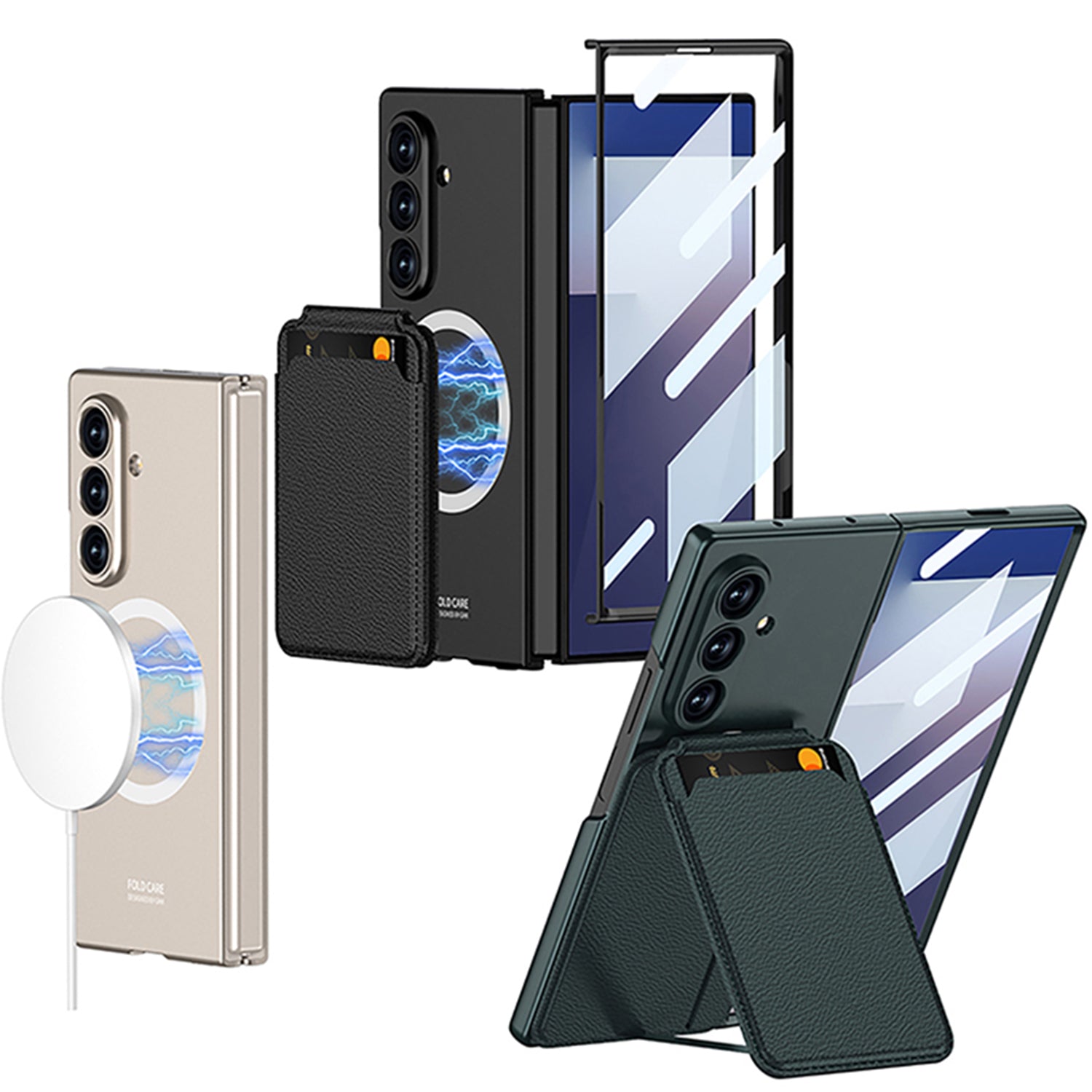 Capa ZFold 7 Magnética com Porta-Cartão Removível Suporte