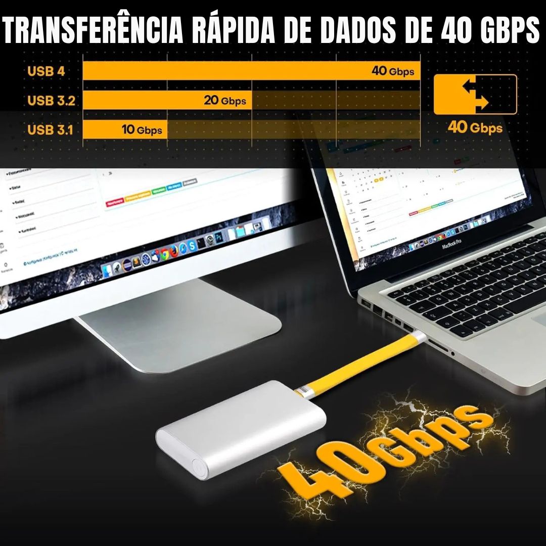 Cabo USB-C Thunderbolt 4 12cm 8K@60Hz 240W 40GBPS - hi-prime